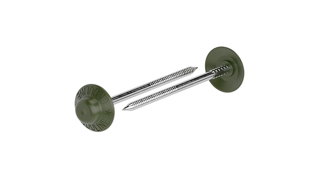 Гвозди с литой шляпкой Ондулин 70 мм зеленые