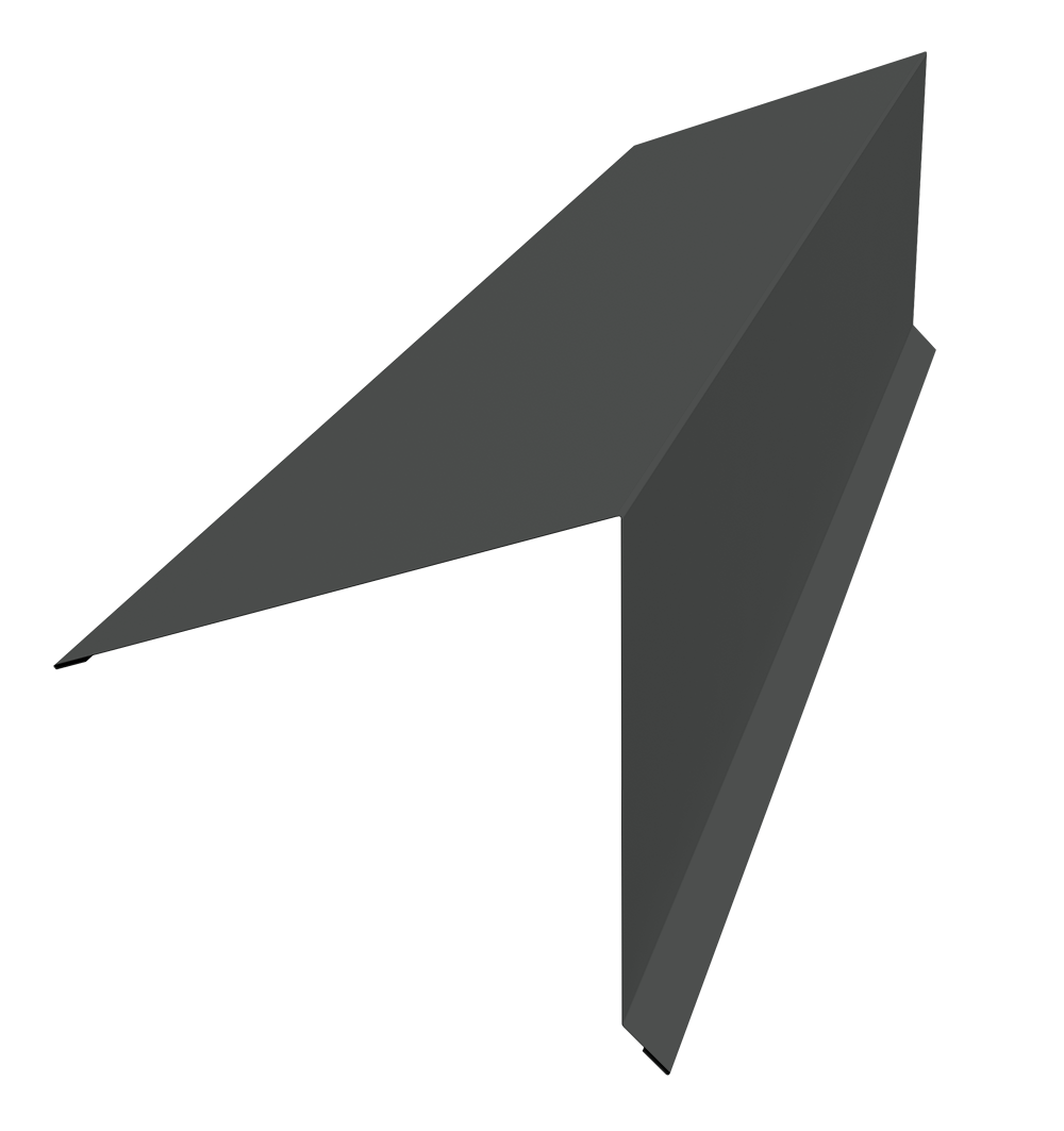 Планка конька односкатной кровли Grand Line 180x160 0,5 Rooftop Бархат RAL 7016 антрацитово-серый (3м)