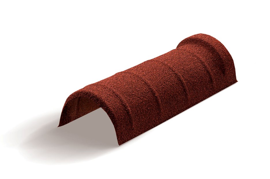 Конек полукруглый одинарный для композитной черепицы Metrotile красный (0,41м)