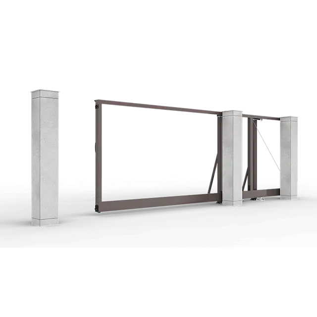 Серо-коричневые автоматические откатные ворота Prestige без заполнения 4 на 2 метра