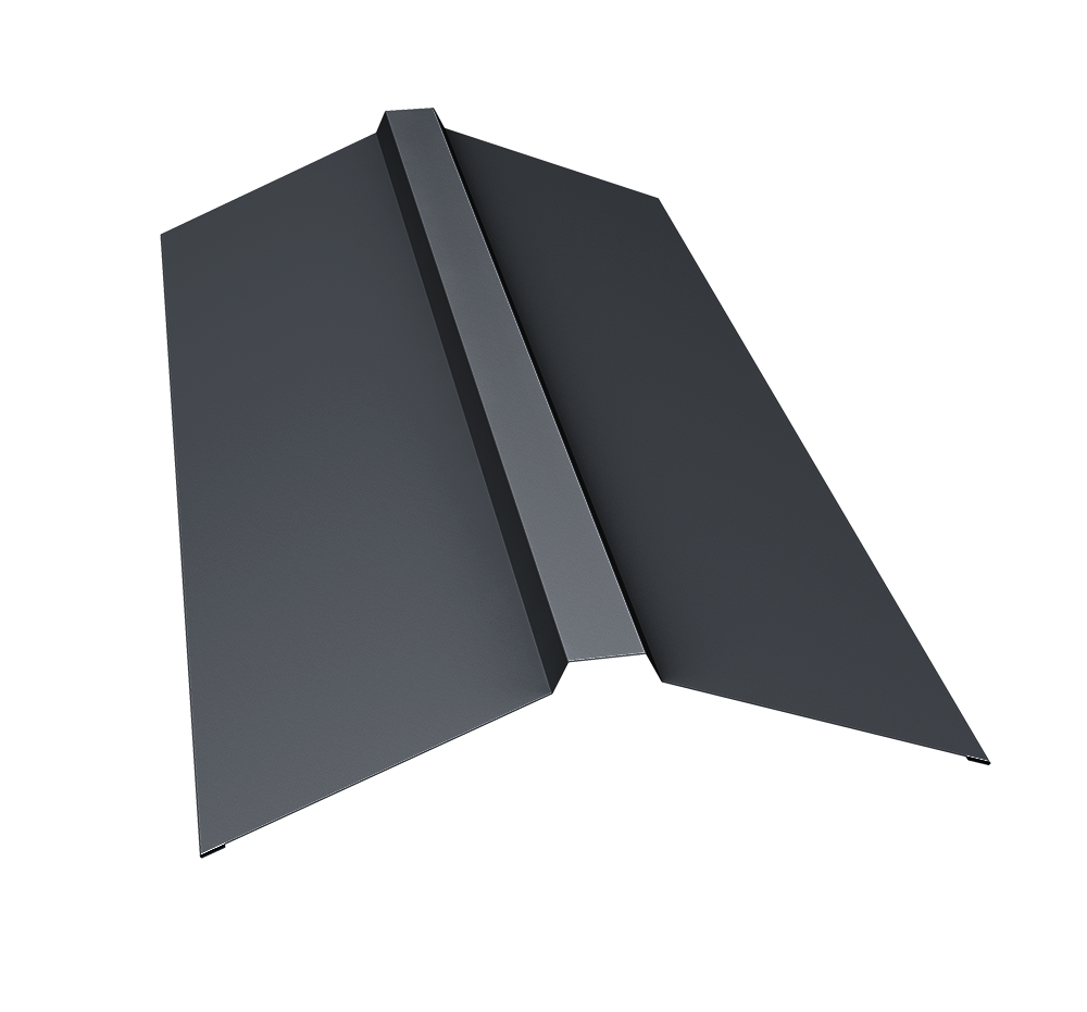 Планка конька прямоугольного 150х30х150 0,5 PurLite Matt RAL 7024 мокрый асфальт (3м)