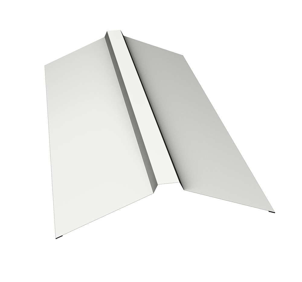 Планка конька прямоугольного 150х30х150 0,4 PE с пленкой RAL 9003 сигнальный белый (2м)