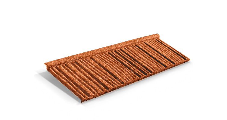 Лист композитной черепицы Metrotile WoodShake терракотовый