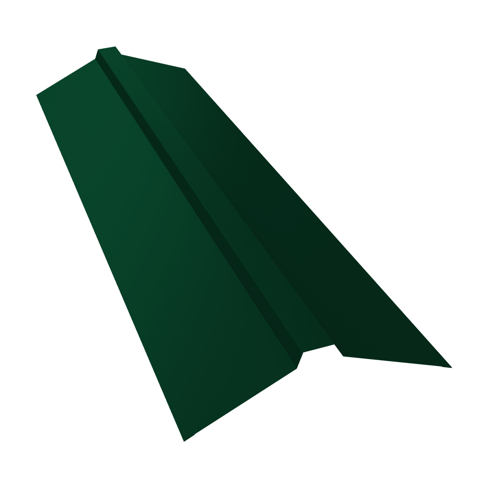 Планка конька прямоугольного 115х30х115 0,4 PE с пленкой RAL 6005 зеленый мох (2м)