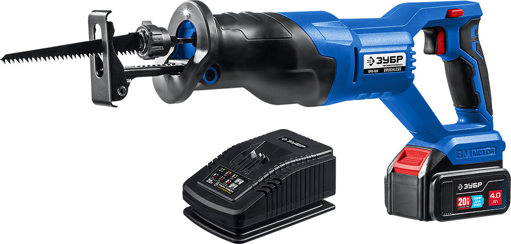 Пила сабельная Зубр Профессионал 20В бесщеточная (1х4Ач + ЗУ) (SPB-180-41)
