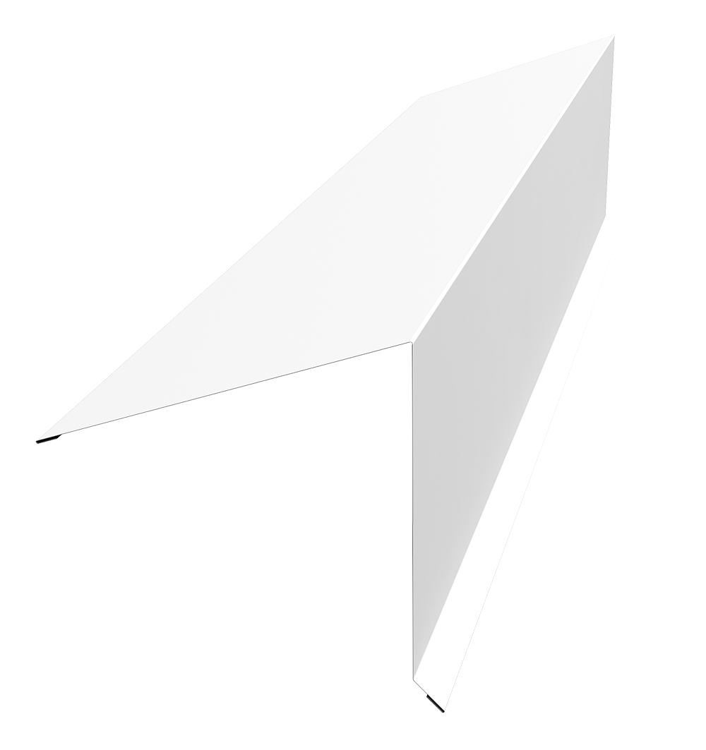 Планка конька односкатной кровли 180x160 0,45 PE-Double с пленкой RAL 9003 сигнальный белый (3м)