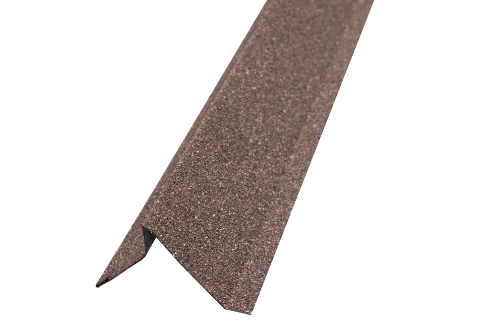 Планка ветровая Grand Line c базальтовой крошкой для мягкой кровли 60х30х90 Фартук S5 бронзовая 1,25м