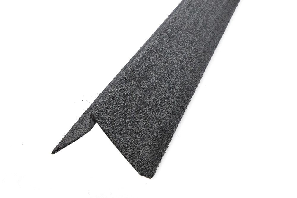 Планка ветровая с отгибом Grand Line c базальтовой крошкой для мягкой кровли 100х20х70 роки серый 1,25м