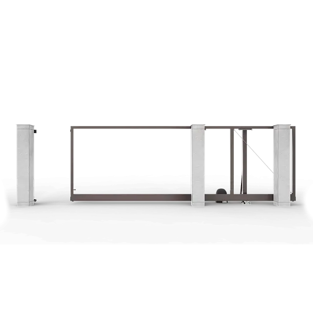 Серо-коричневые автоматические откатные ворота Prestige без заполнения 4 на 2 метра