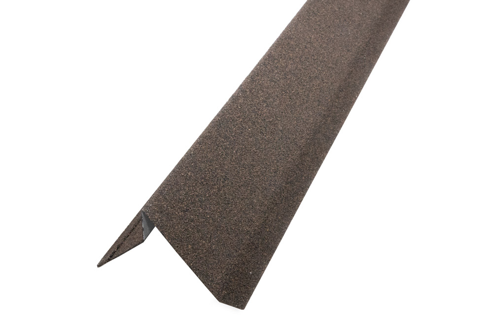 Планка ветровая Grand Line c базальтовой крошкой для мягкой кровли 60х30х90 Фартук S5 коричневая 1,25м