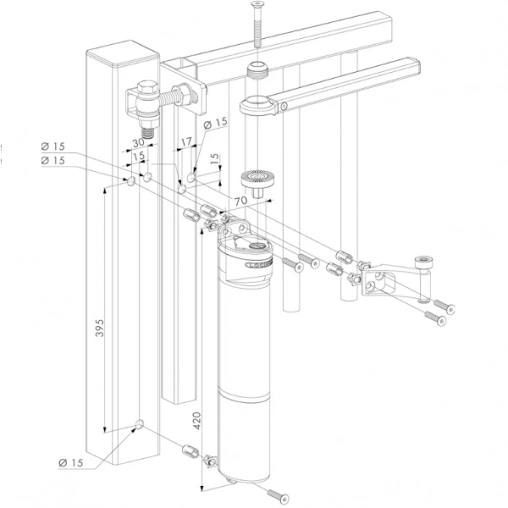 Доводчик калитки для установки на стену VERTICLOSE-2-WALL-9005 LOCINOX