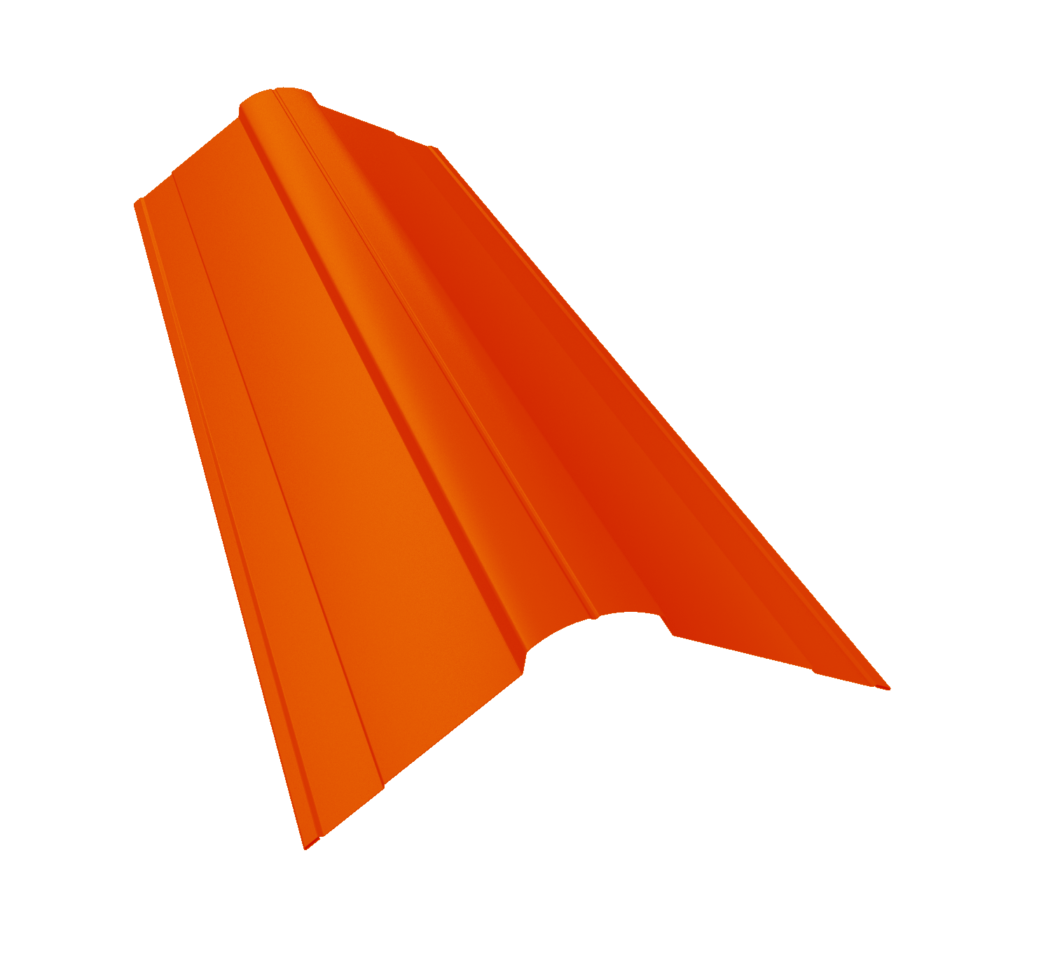Планка конька фигурного 100x100 0,45 PE с пленкой RAL 2004 оранжевый (3м)