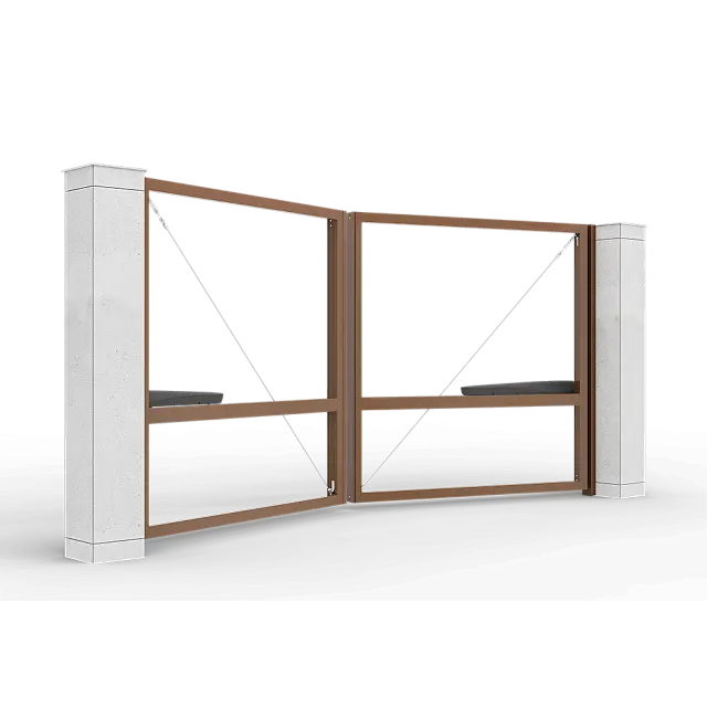 Коричневые автоматические распашные ворота Prestige без заполнения 4 на 2 метра с приводом AM-3000KIT