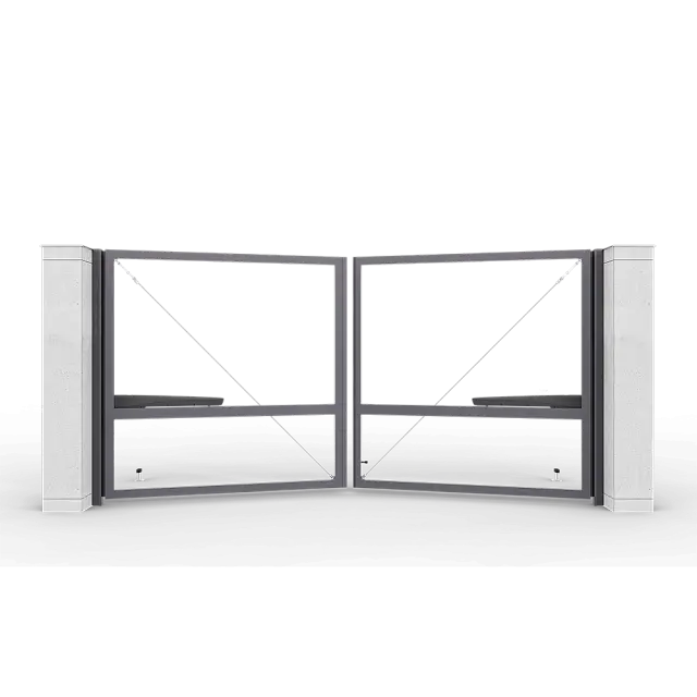 Антрацитовые автоматические распашные ворота Prestige без заполнения 4 на 2 метра с приводом AM-3000KIT