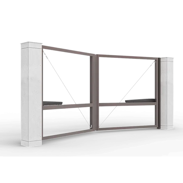 Серо-коричневые автоматические распашные ворота Prestige без заполнения 4 на 2 метра с приводом AM-3000KIT