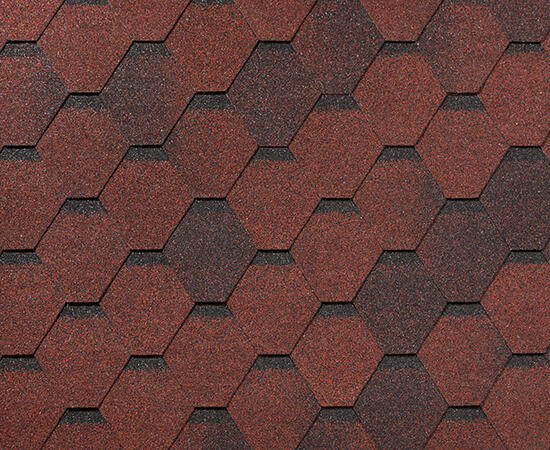 Черепица гибкая RoofShield Фемили Эко Лайт Стандарт красный с оттенением