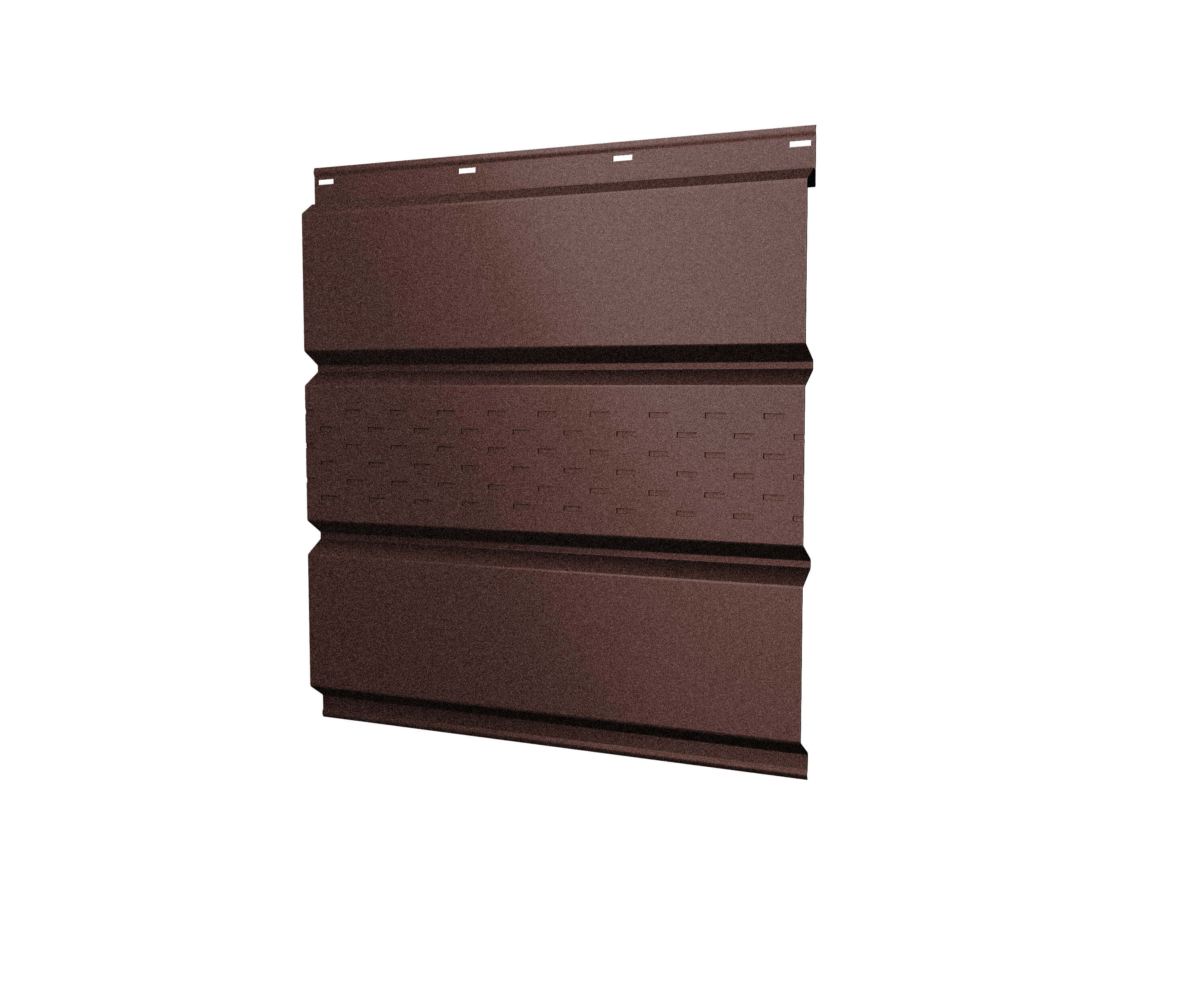 Софит металлический Grand Line центральная перфорация 0,5 Satin с пленкой RAL 8017 шоколад