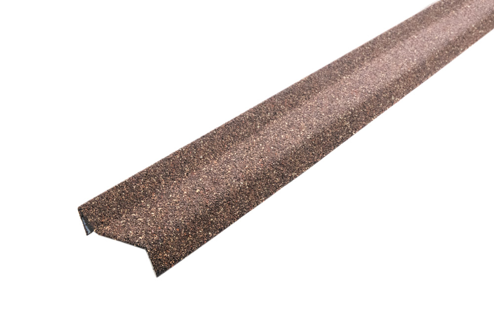 Планка примыкания Grand Line c базальтовой крошкой для мягкой кровли бронзовая 1,25м
