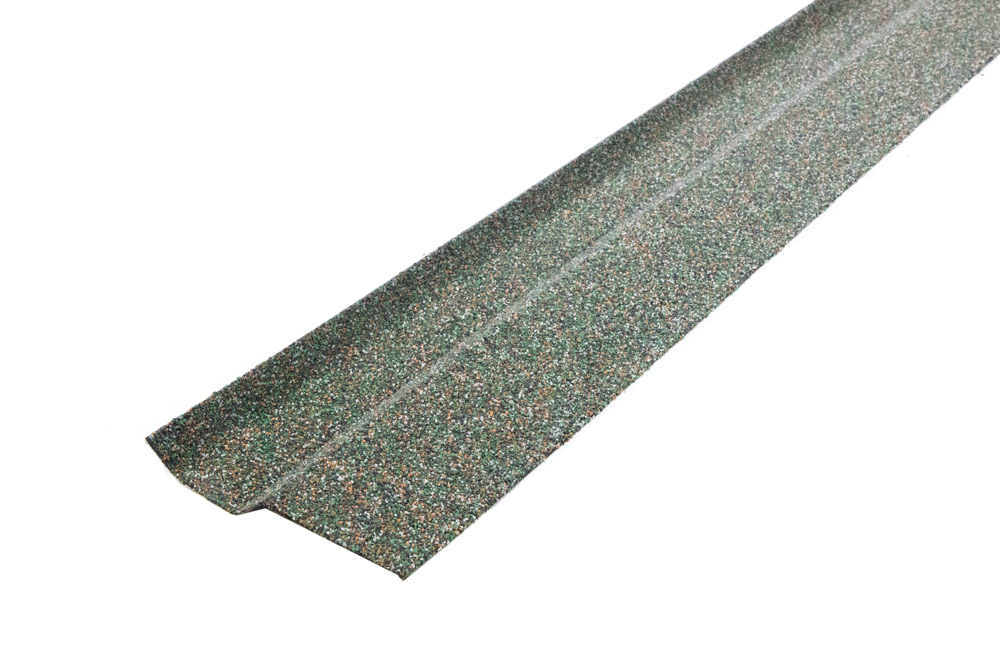Планка примыкания внакладку Фартук S6 Grand Line c базальтовой крошкой зеленая 1,25м