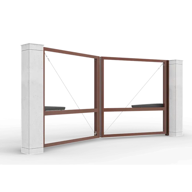 Шоколадные автоматические распашные ворота Prestige без заполнения 4 на 2 метра с приводом AM-3000KIT