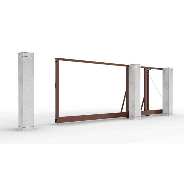 Шоколадные автоматические откатные ворота Prestige без заполнения 4 на 2 метра с приводом RTO-500