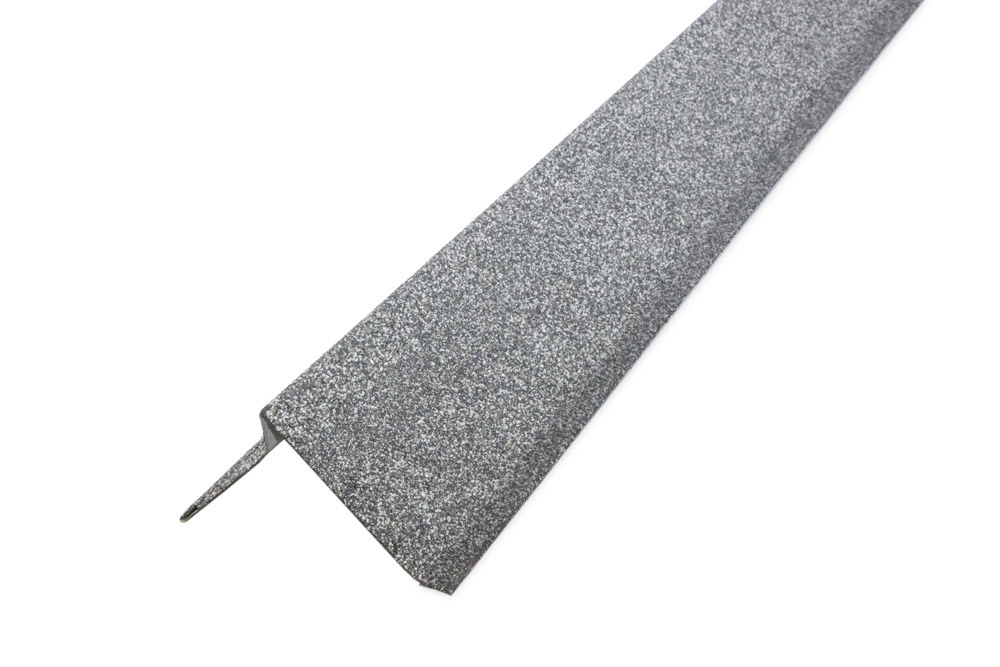 Планка ветровая с отгибом Grand Line c базальтовой крошкой для мягкой кровли 100х20х70 серая 1,25м