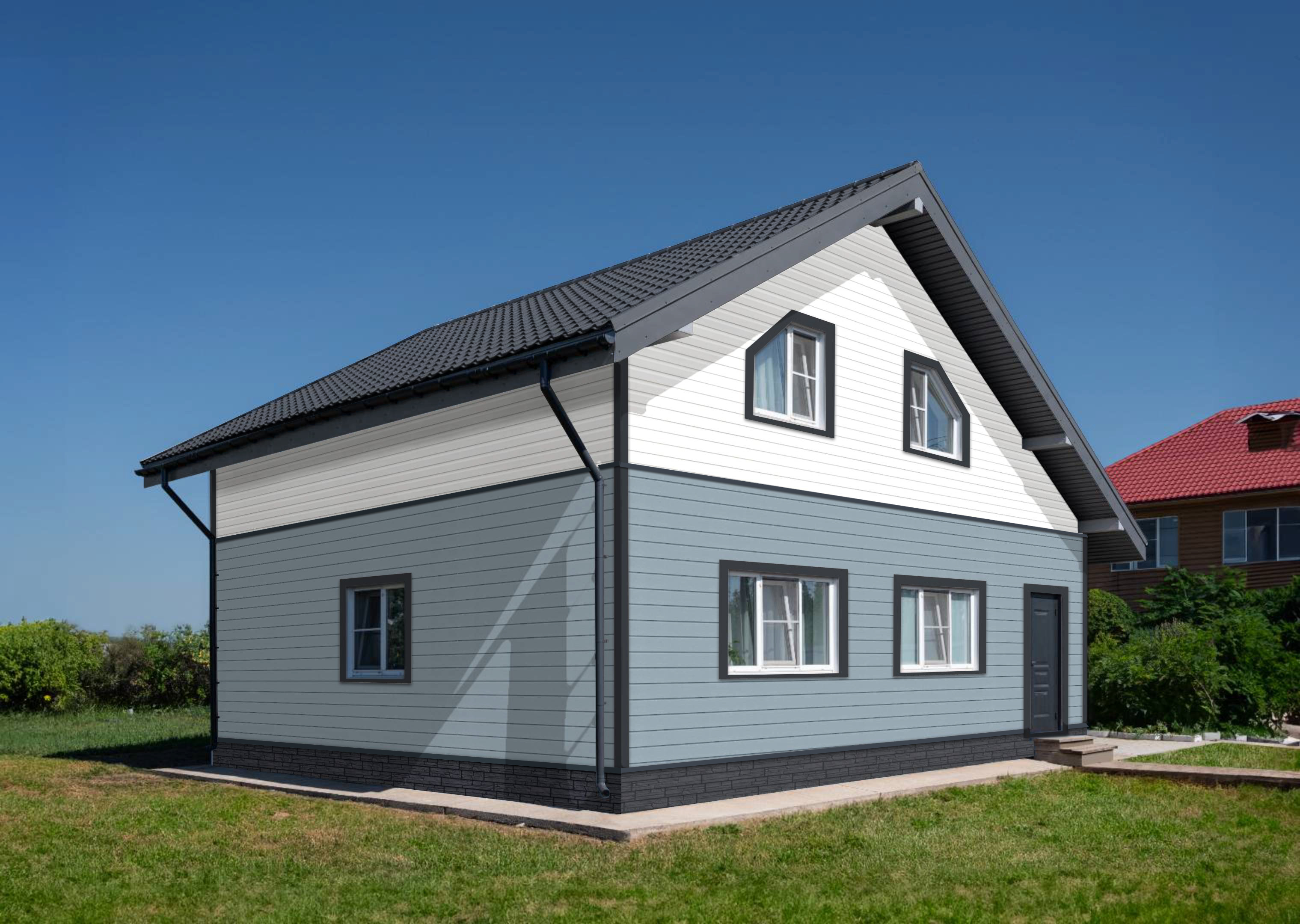 Сайдинг Natural-брус Grand Line Color Plus голубой (3,0м)