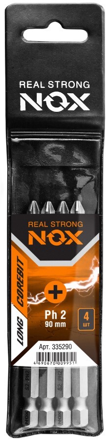 Бита Nox Corebit Ph2, 90мм E6,3 4 штуки упаковка ПВХ (335090-4)