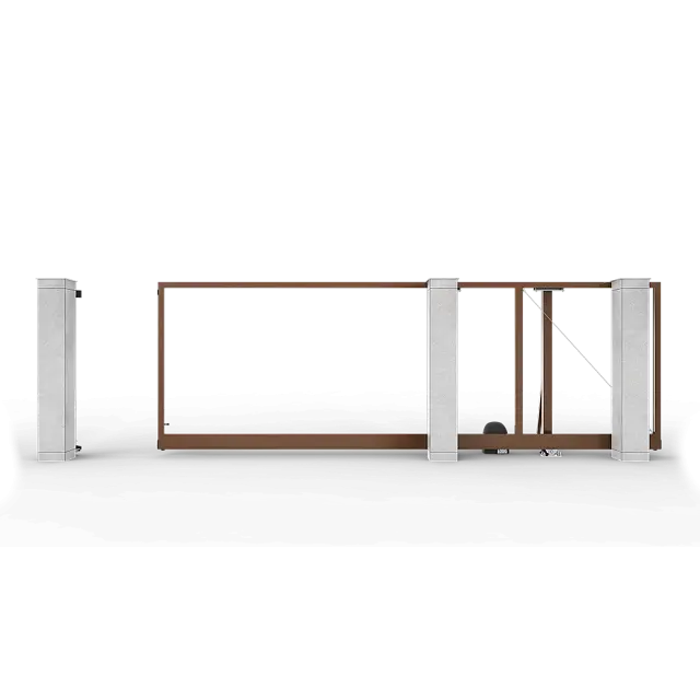 Коричневые автоматические откатные ворота Prestige без заполнения 4 на 2 метра с приводом RTO-500