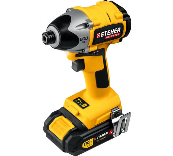 Винтоверт аккумуляторный Steher бесщеточный, 20В, 2х2Ач, 300 Н·м, в кейсе (CSB-300-2)