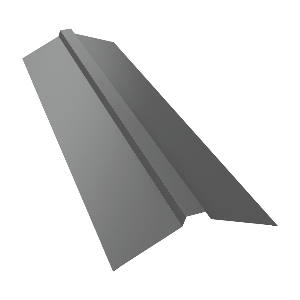 Планка конька прямоугольного 115х30х115 0,45 PE с пленкой RAL 9006 бело-алюминиевый (3м)