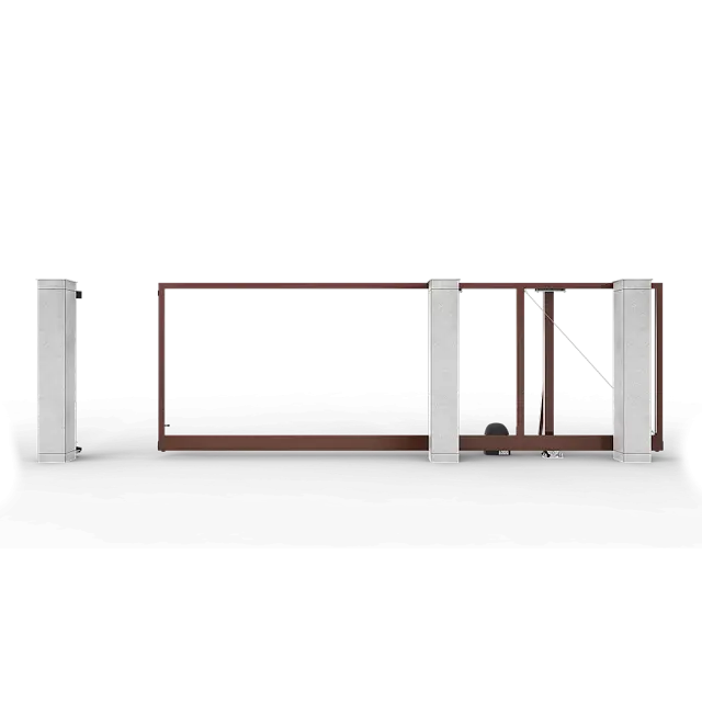 Шоколадные автоматические откатные ворота Prestige без заполнения 4 на 2 метра с приводом RTO-500