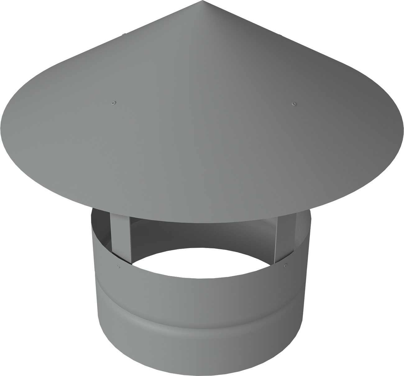 Дымник на трубу круглый d300 0,5 Satin с пленкой RAL 9006 бело-алюминиевый