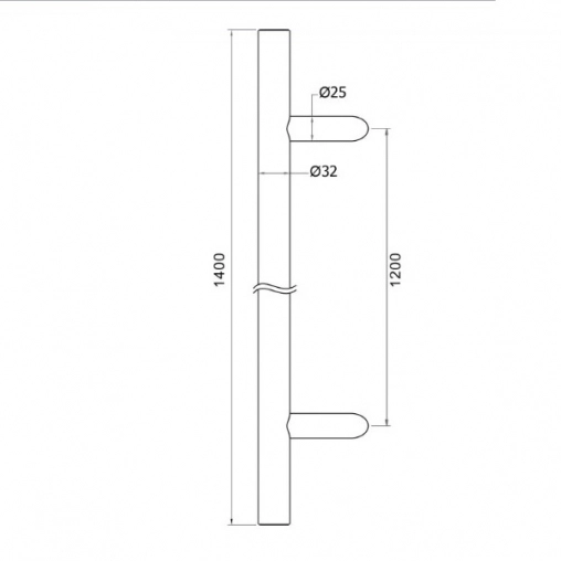 Ручка для калитки из нержавеющей стали INOX, р-р 32х1400мм