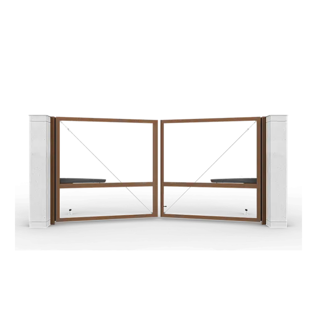 Коричневые автоматические распашные ворота Prestige без заполнения 4 на 2 метра с приводом AM-3000KIT