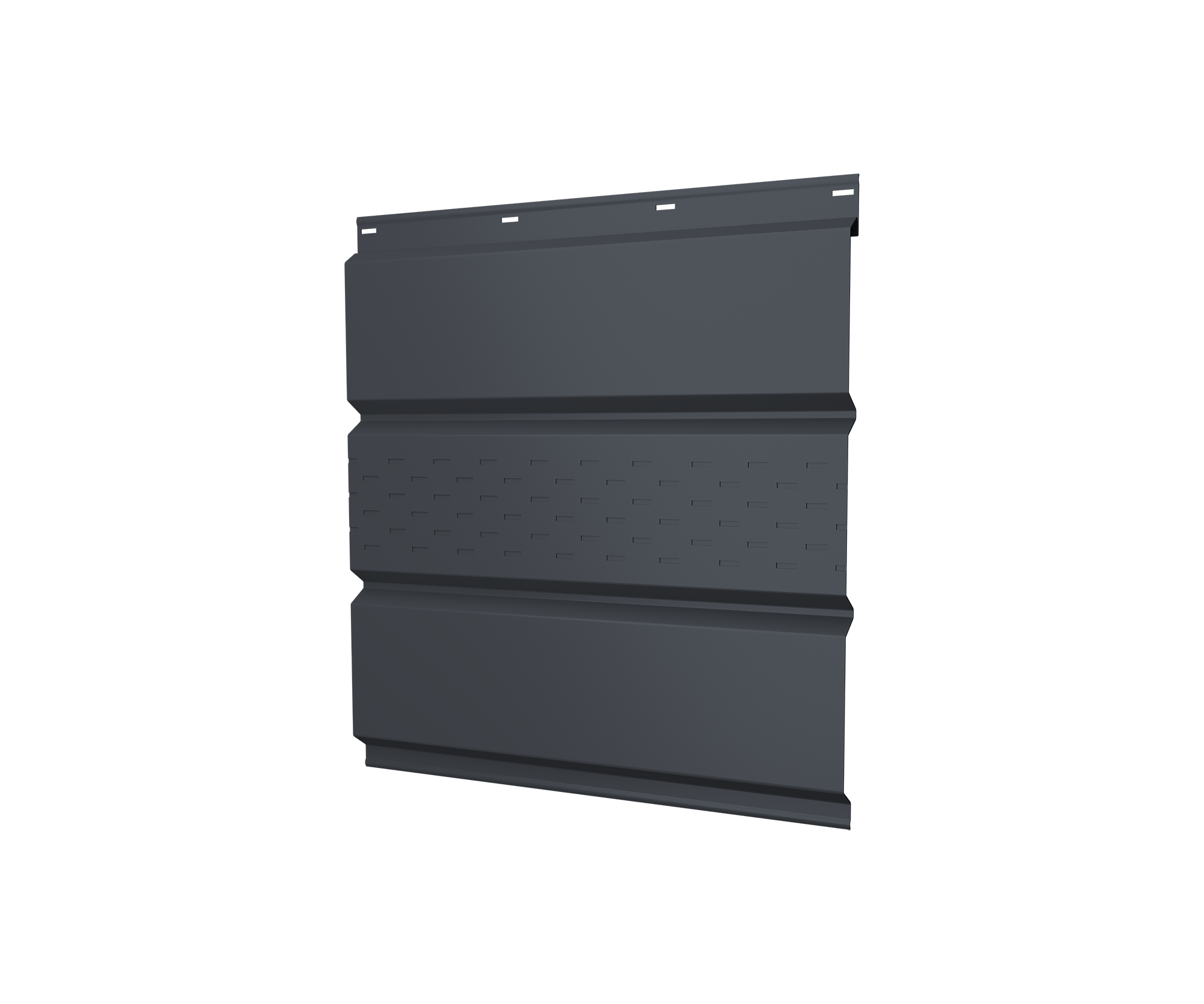 Софит металлический Grand Line центральная перфорация 0,45 Drap-double TX с пленкой RAL 7024 мокрый асфальт