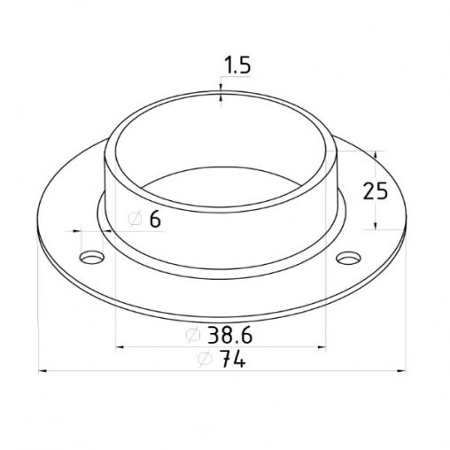 Фланец нержавеющий штампованный для стойки диаметром 38мм Арт К533