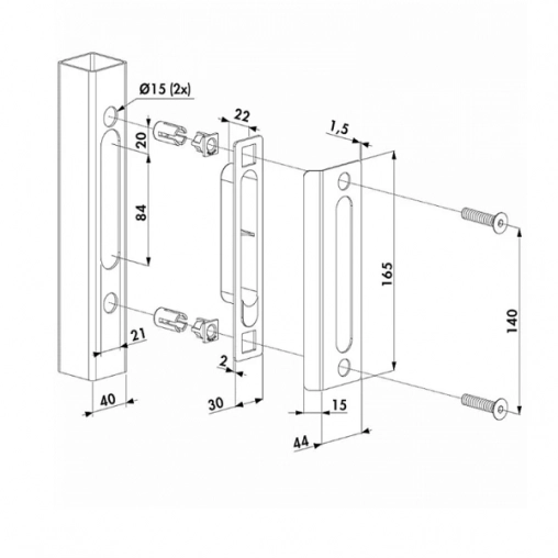 Ответная планка locinox SPKZ QF 40 RAL ALUM