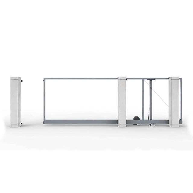 Графитово-серые автоматические откатные ворота Prestige без заполнения 4 на 2 метра с приводом RTO-500