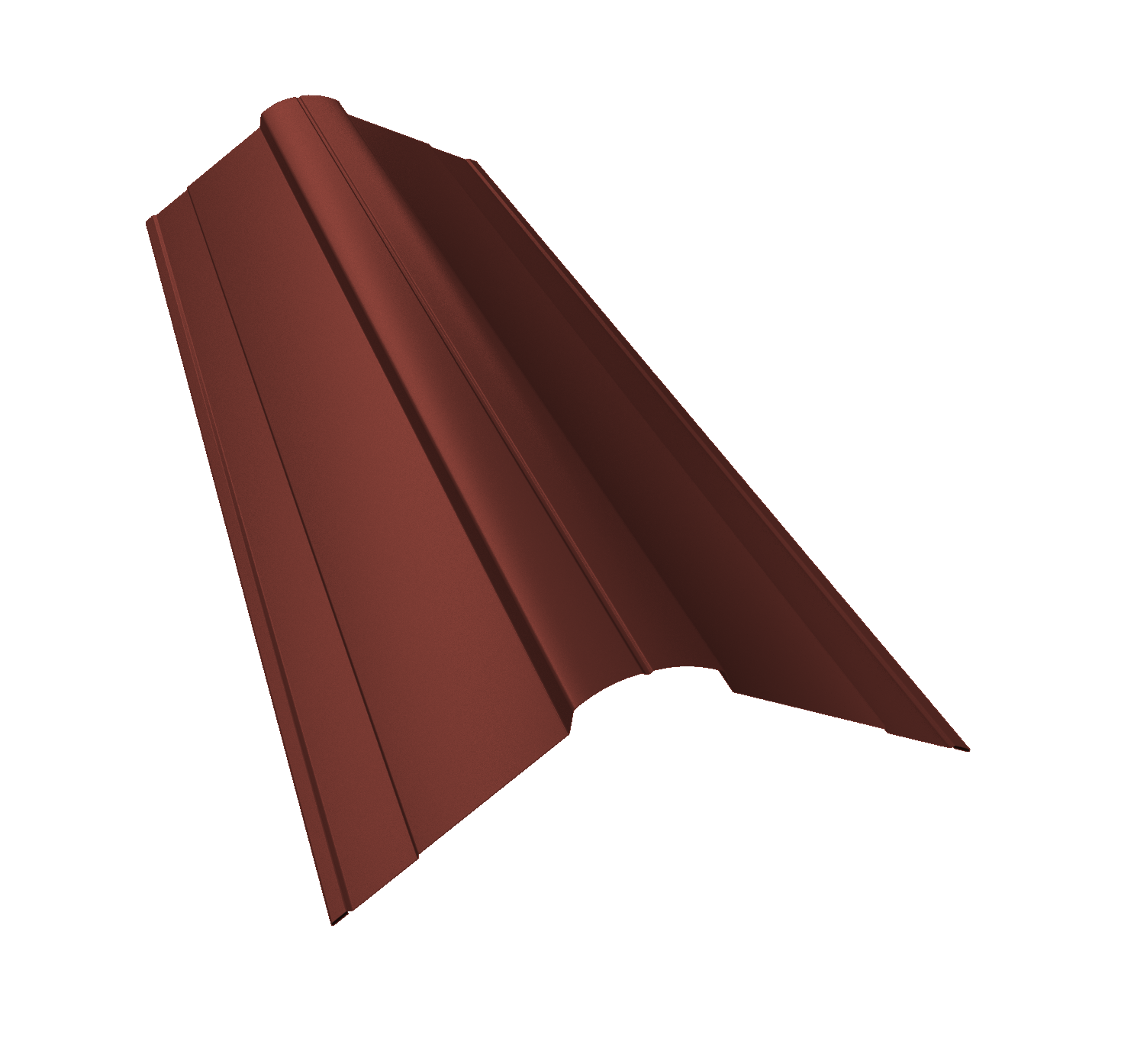 Планка конька фигурного 100x100 0,5 Satin с пленкой RAL 3009 оксидно-красный (2м)