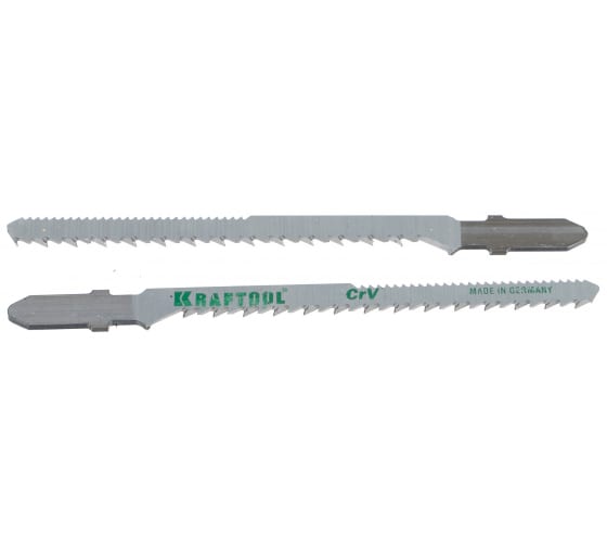 Полотно для электролобзика Kraftool Т101АО 75х2,5мм, по дереву, фанере, ламинату, фигурный рез, Т-хвостовик, Cr-V сталь, 2 шт (159514-2,5)