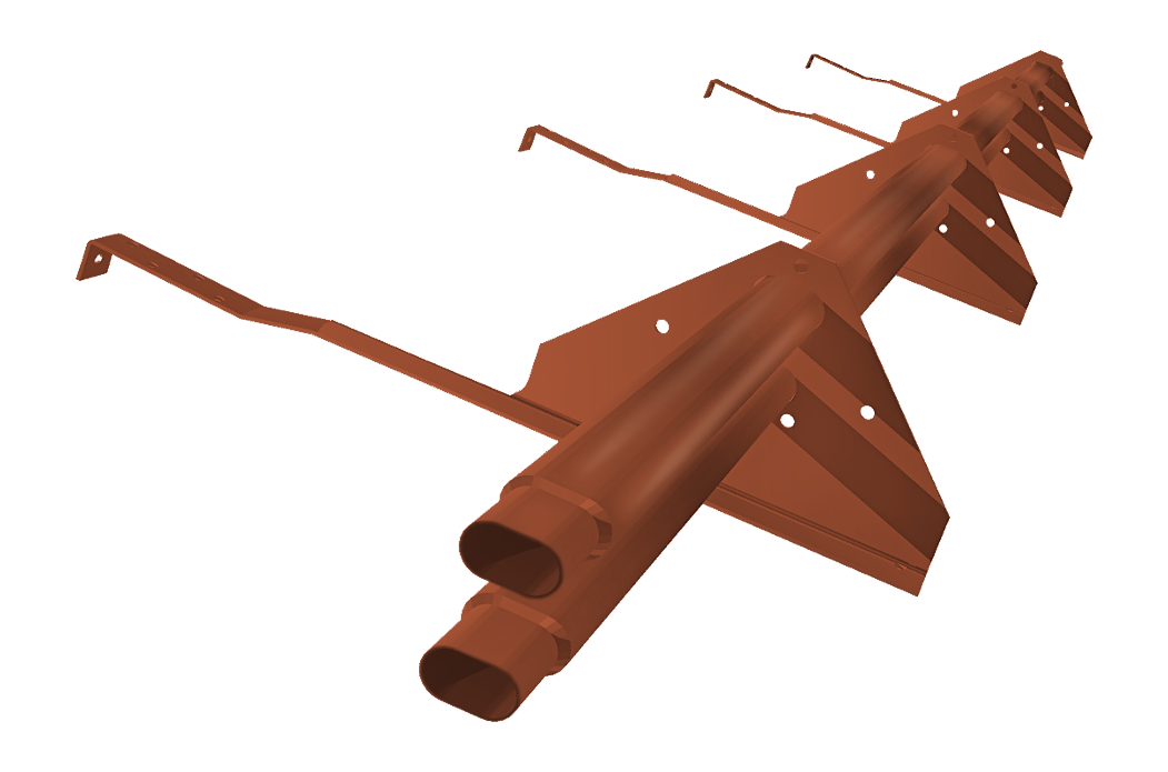 Снегозадержатель трубчатый для керамической/натуральной черепицы RAL 8004 3м (профиль до 74мм)