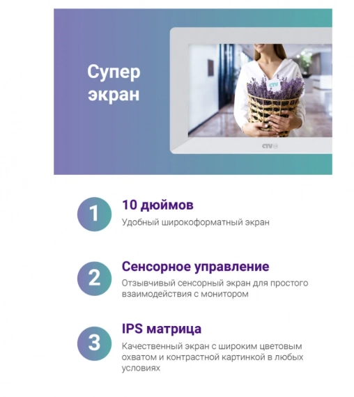Монитор видеодомофона с Wi-Fi (Черный) CTV-iM Cloud 10