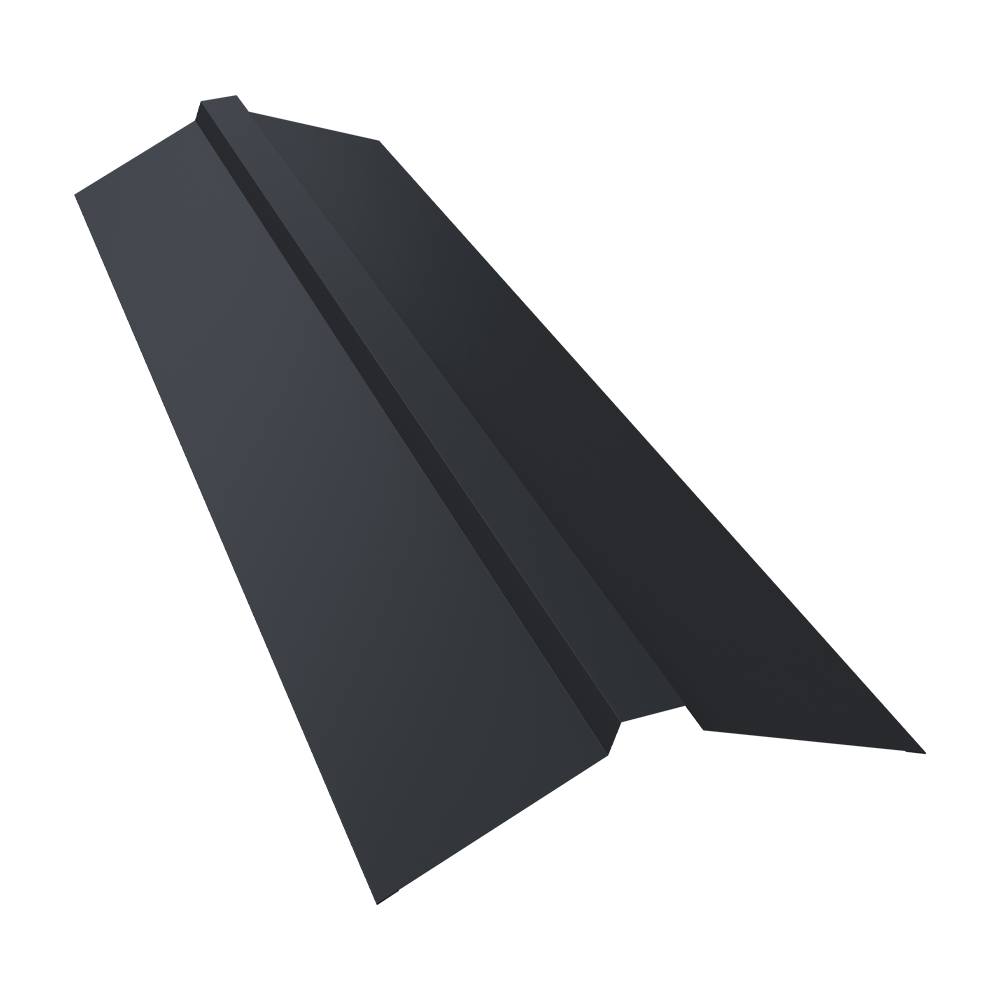 Планка конька прямоугольного 115х30х115 0,5 Velur X RAL 7024 мокрый асфальт (3м)