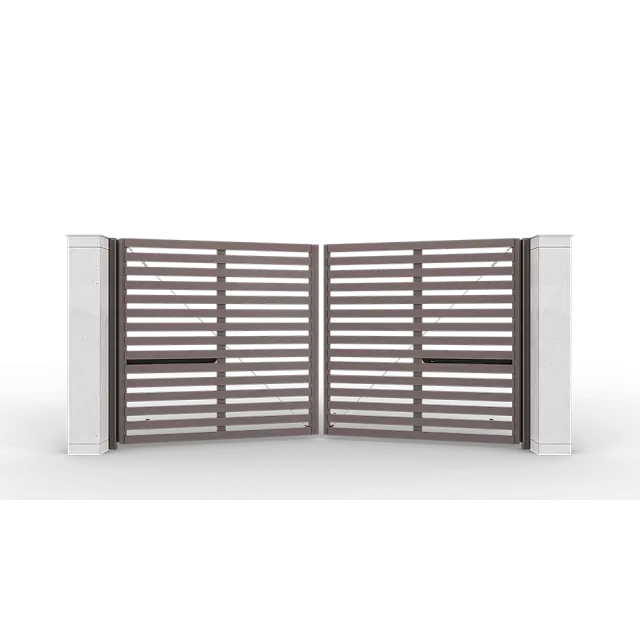 Серо-коричневые автоматические распашные ворота Prestige 4 на 2 метра с приводом AM-3000KIT