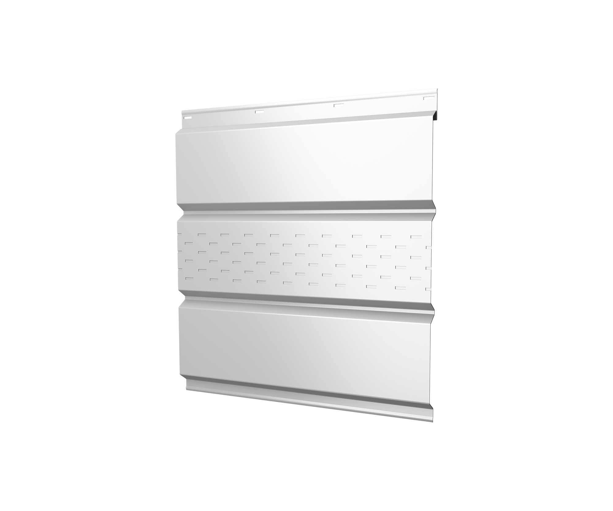 Софит металлический Grand Line центральная перфорация 0,45 PE с пленкой RAL 9003 сигнальный белый