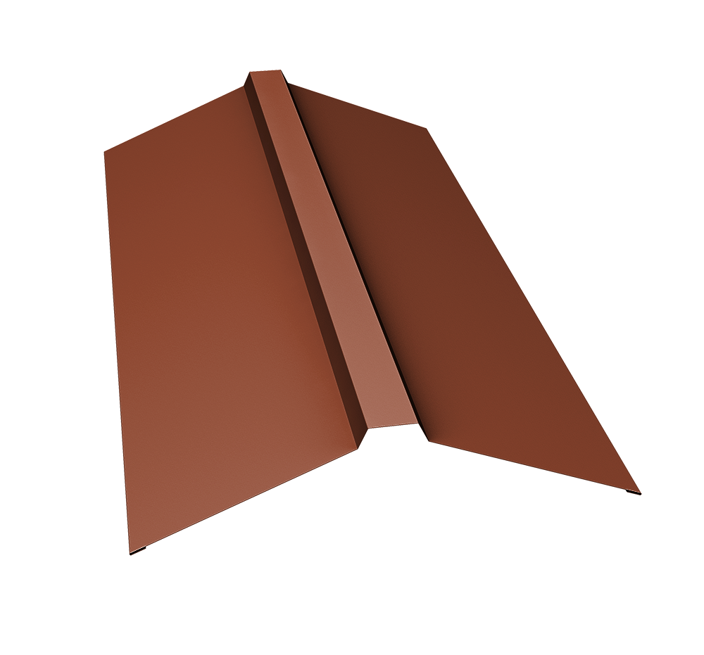 Планка конька прямоугольного 150х30х150 0,45 PE с пленкой RAL 8004 терракота (3м)