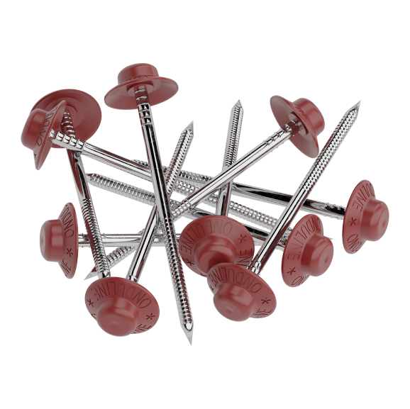 Гвозди с литой шляпкой Ондулин 75 мм красные