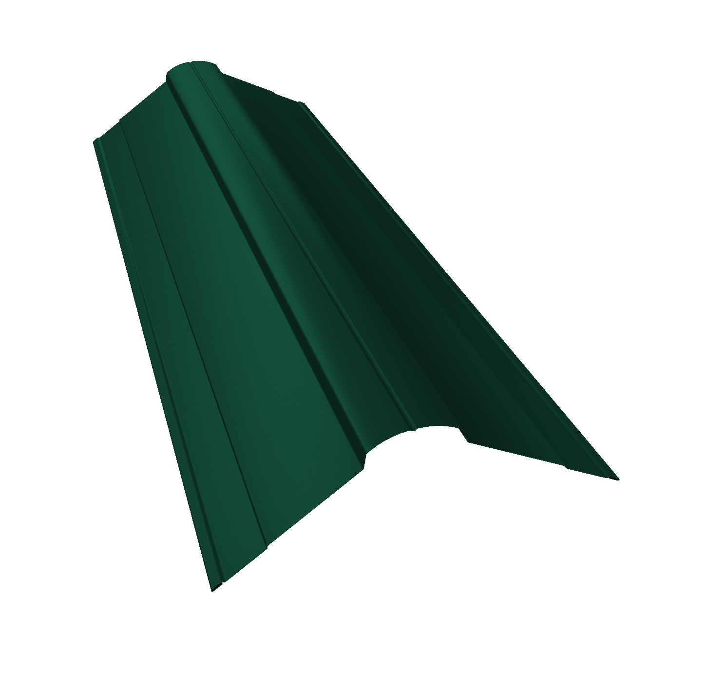 Планка конька фигурного 100x100 0,45 Drap TR RAL 6005 зеленый мох (2м)