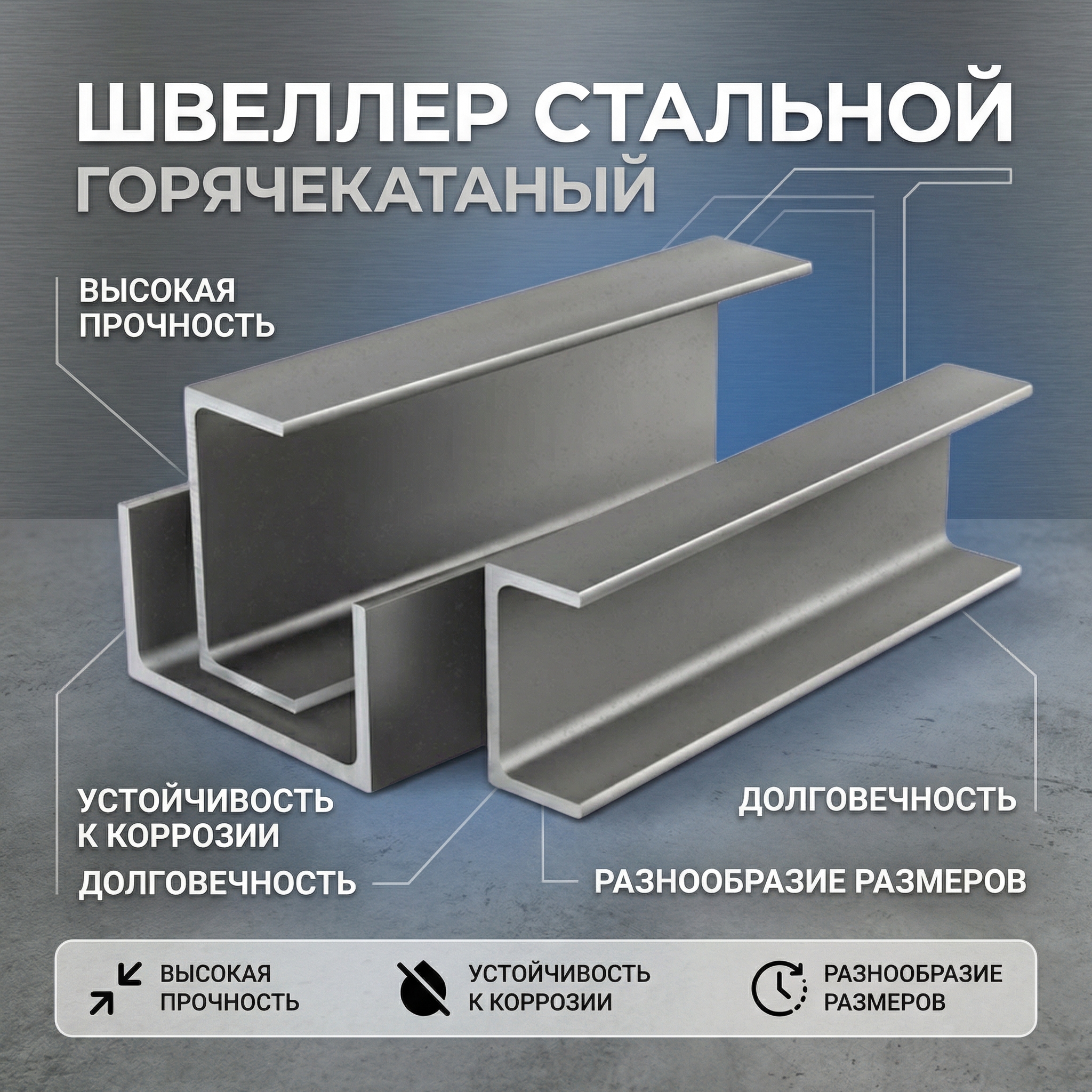 Швеллер стальной горячекатаный